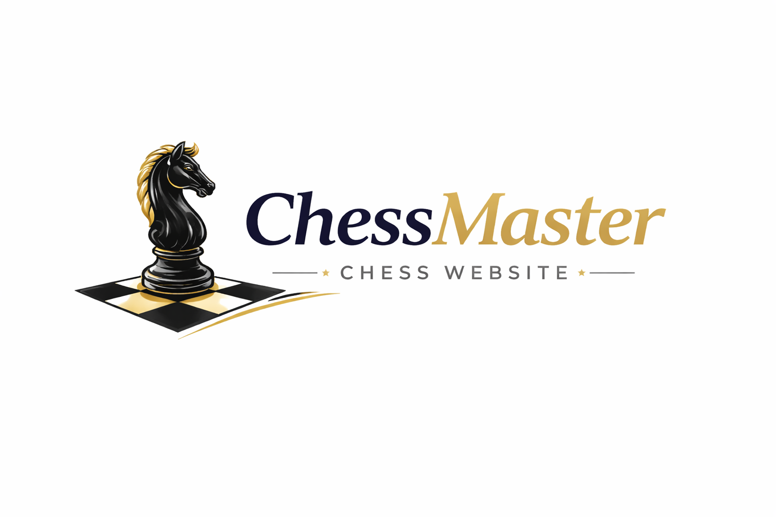 Logo with a chess-knight with the text: Chess master Chess website